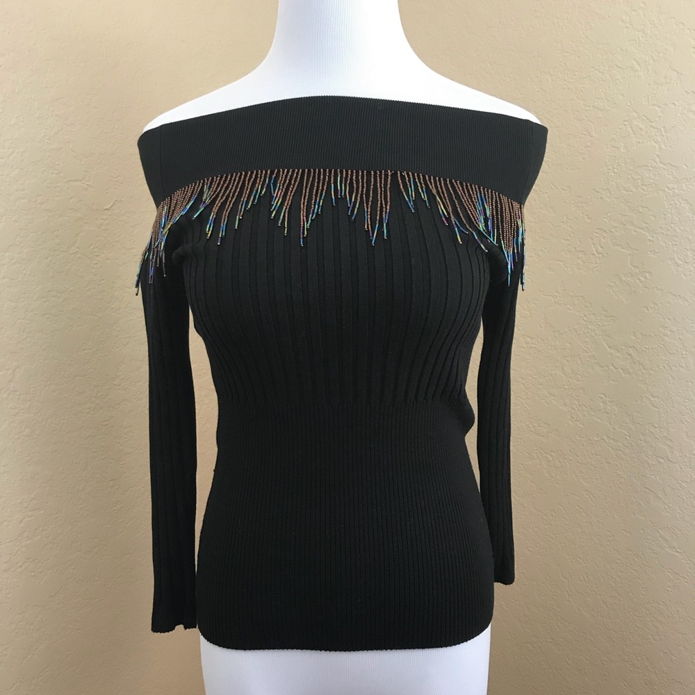 SOLD 💋 Cache Rare 3/4 Sleeve top silk & spandex